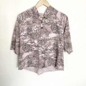 Carhartt Kids Hooded Short Sleeve Henley Tee Dust Rose Camo & Floral Print